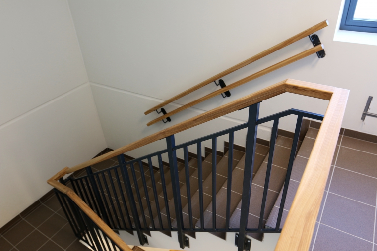 railings, metal, wooden handrails , staircase